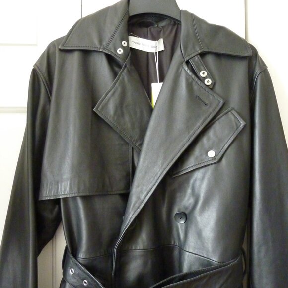 Young Poets Society Double Breasted Leather Trench Coat - Picture 7 of 15